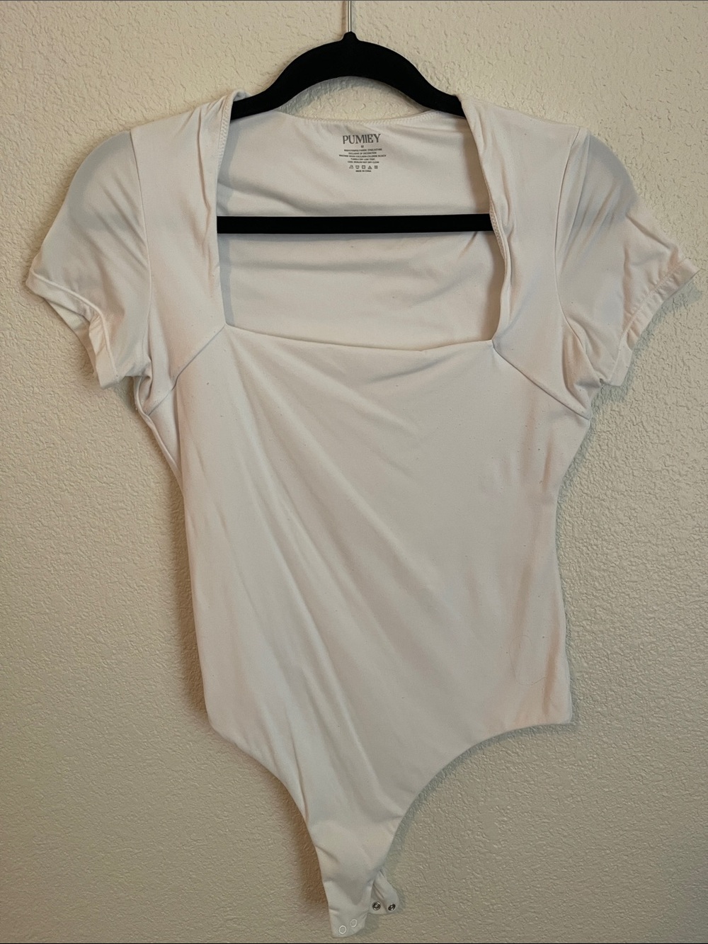 Amazon White Square Neck Short Sleeve Bodysuit